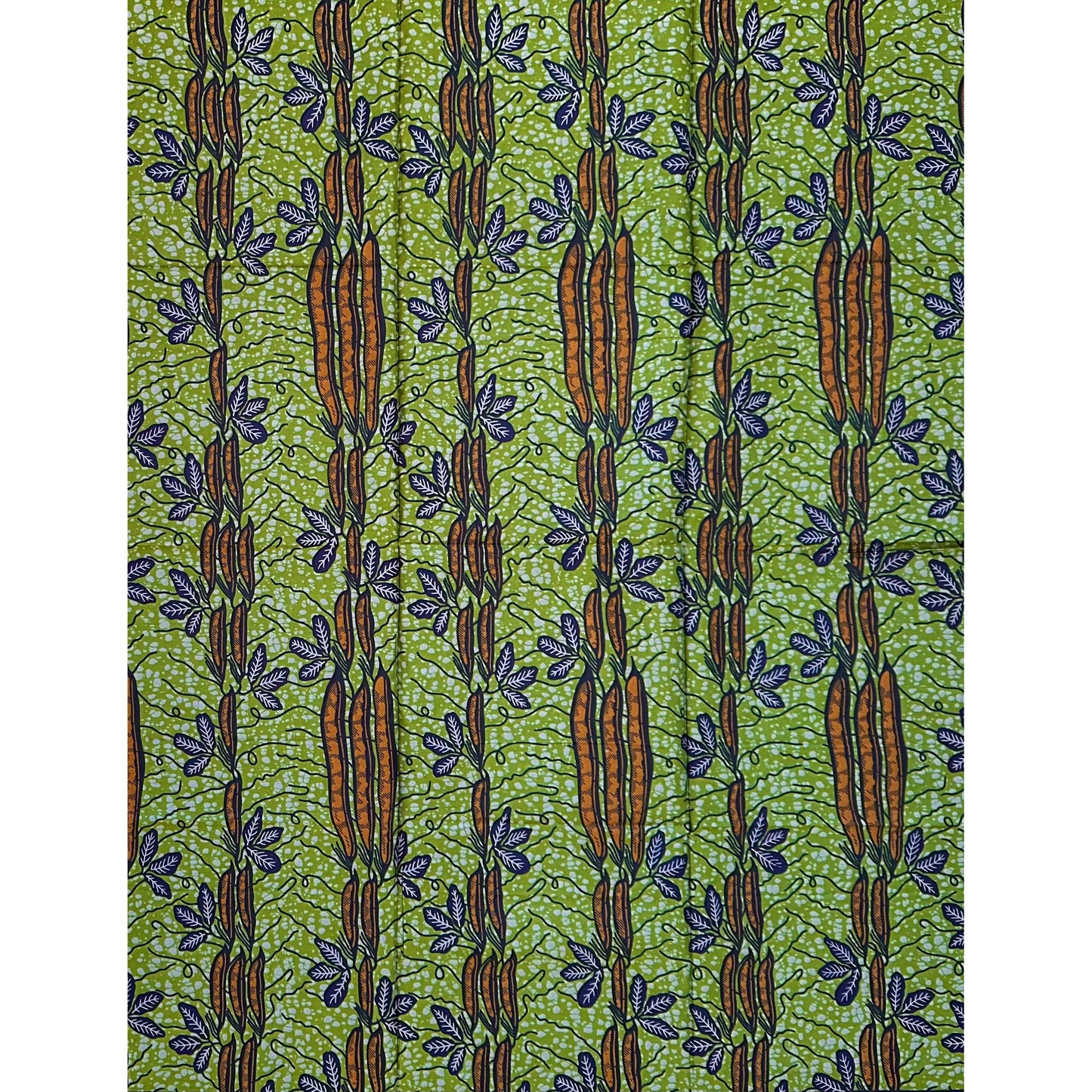 African Print Fabric/ Ankara - Green, Brown ‘Ubi m' Design, 1 YARD