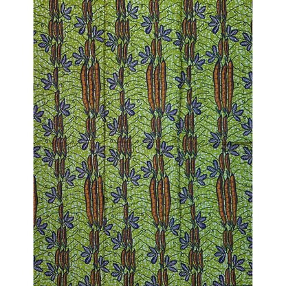 African Print Fabric/ Ankara - Green, Brown ‘Ubi m' Design, 1 YARD