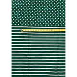 African Print Fabric/ Ankara - Green, White 'Lora Striped' Design, YARD or WHOLESALE