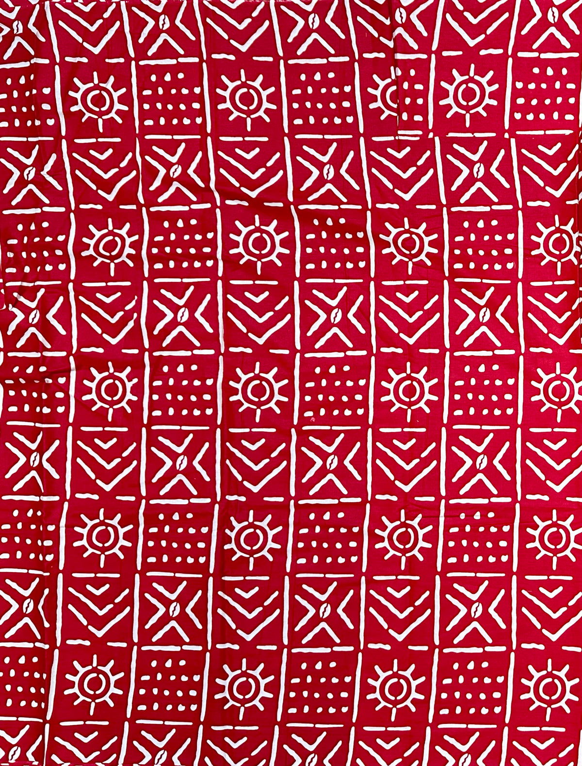African Print Fabric/ Ankara - Red, White 'Bola Code' Design, YARD or WHOLESALE