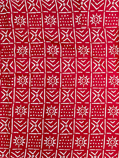 African Print Fabric/ Ankara - Red, White 'Bola Code' Design, YARD or WHOLESALE