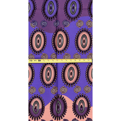 African Print Fabric/ Ankara - Purple, Brown "Sweet Exit", 1 Yard
