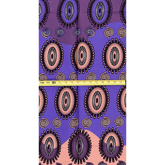 African Print Fabric/ Ankara - Purple, Brown "Sweet Exit", 1 Yard
