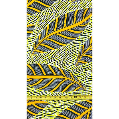 African Print Fabric/ Ankara - Yellow, Chartreuse, Black 'Strength Bends Not Breaks,' YARD