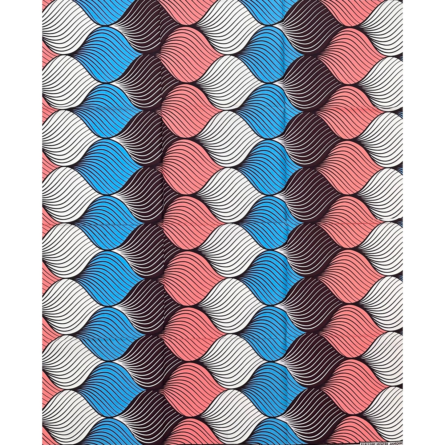 African Print Fabric/ Ankara - Pink, Blue, Cream, Brown ‘Smooth Operator' Design, YARD