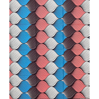 African Print Fabric/ Ankara - Pink, Blue, Cream, Brown ‘Smooth Operator' Design, YARD