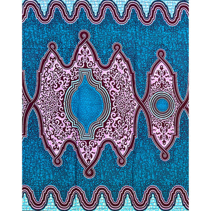 African Print Fabric/ Ankara - Purple, Brown, Blue ‘Ìfihàn Arches' Design, 1 YARD