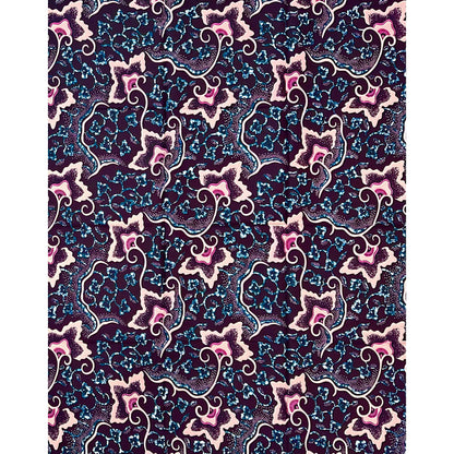 African Print Fabric/ Ankara - Pink, Brown, Teal "Dance of the Hibiscus", 1 YARD