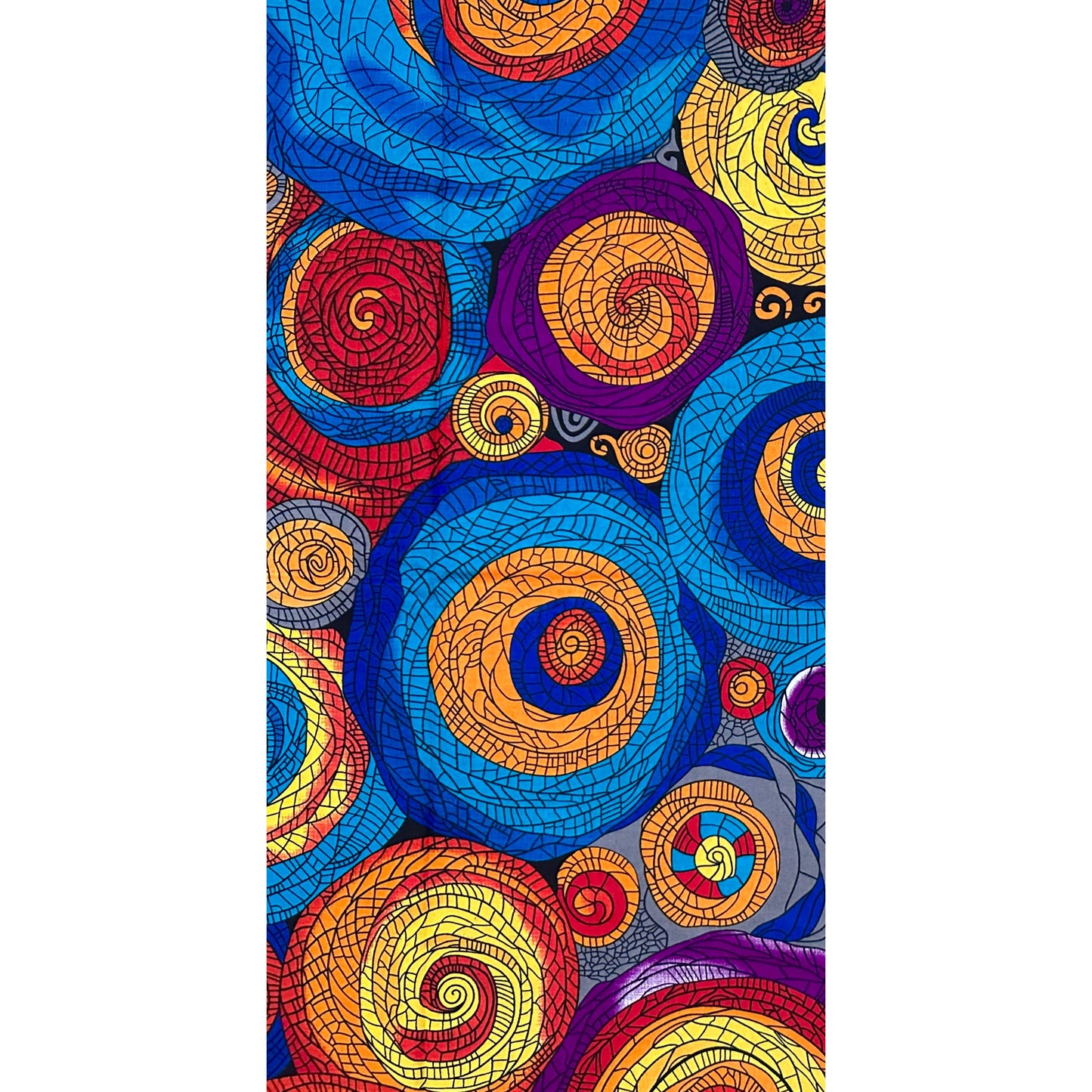 African Print Fabric/ Ankara - Blue, Orange, Red, Purple 'Sun Chasing Water', YARD or WHOLESALE