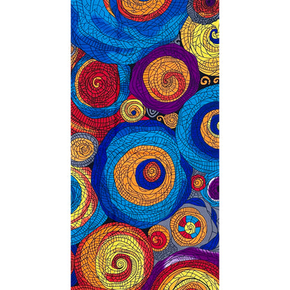 African Print Fabric/ Ankara - Blue, Orange, Red, Purple 'Sun Chasing Water', YARD or WHOLESALE