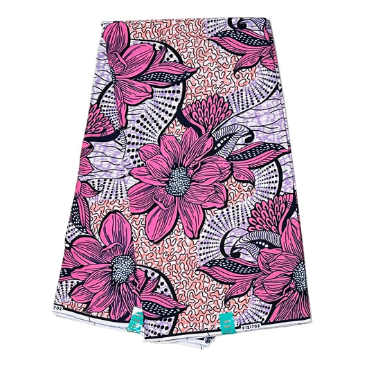 African Print Fabric/ Ankara - Purple, Pink, Navy 'Sadebelle,’ YARD or WHOLESALE