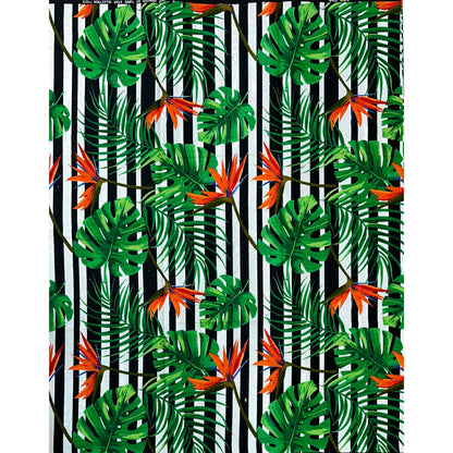 African Print Fabric/Ankara - Green, Orange, Black 'Island Ting', YARD or WHOLESALE