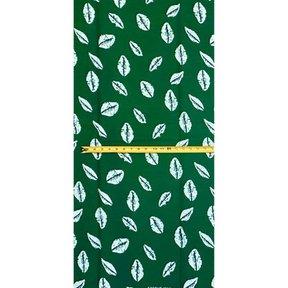 African Print Fabric/ Ankara - Dark Green, White 'Worth Something' Design, YARD or WHOLESALE