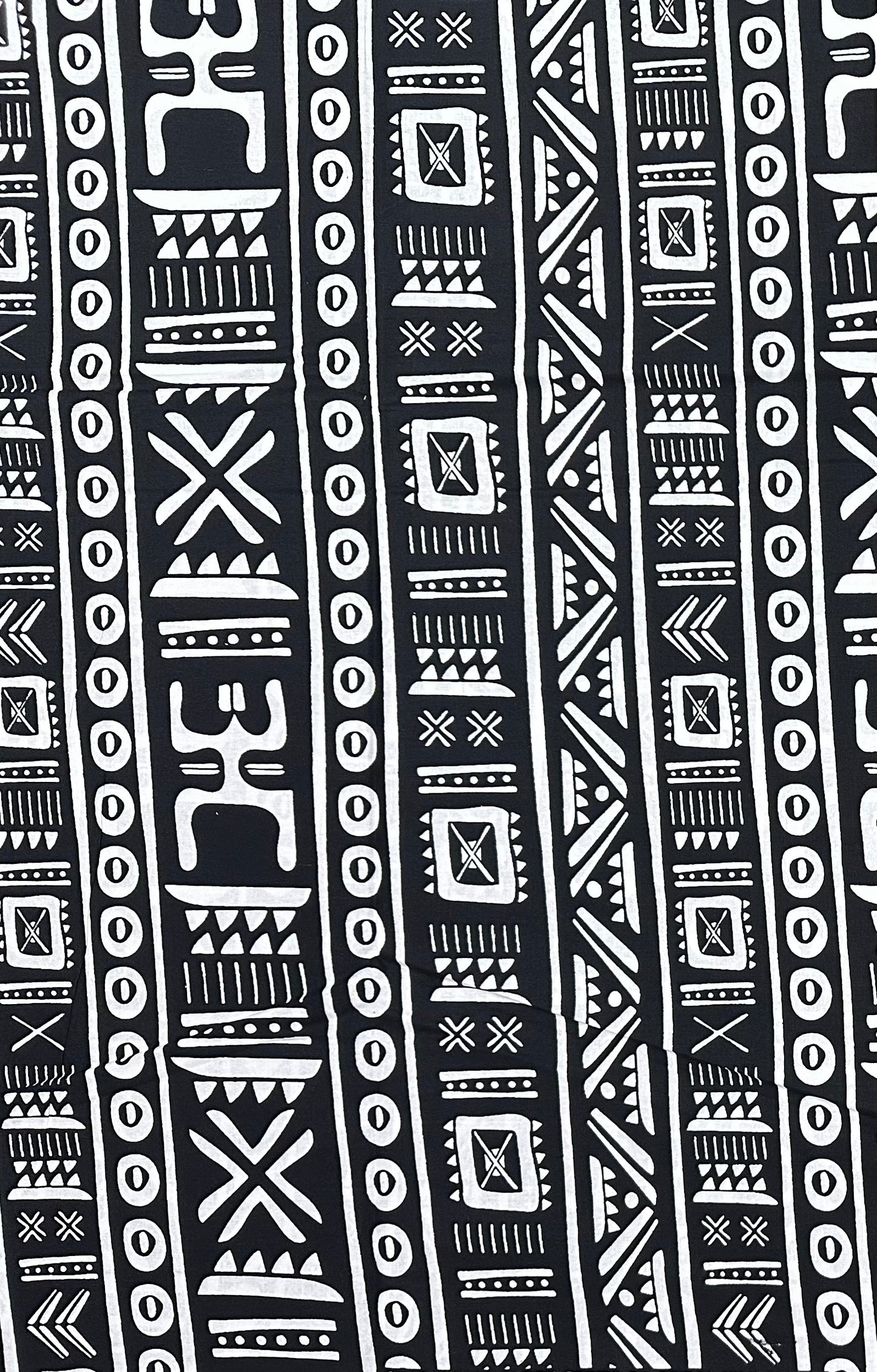 African Print Fabric/ Ankara - Black, White 'House Rules', Per Yard or Wholesale