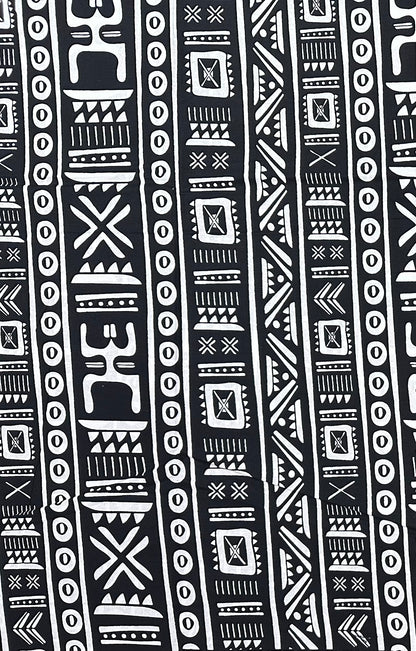 African Print Fabric/ Ankara - Black, White 'House Rules', Per Yard or Wholesale