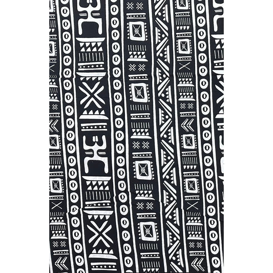 African Print Fabric/ Ankara - Black, White 'House Rules', Per Yard or Wholesale