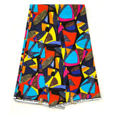 African Print Fabric/ Ankara - Shades of Blue, Orange, Pink, Yellow 'Ntsako', YARD OR WHOLESALE