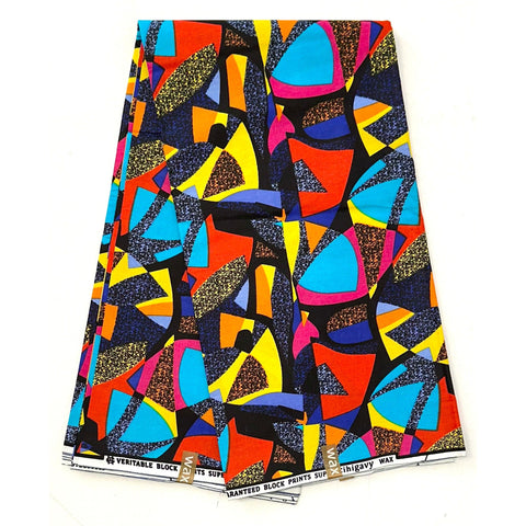 African Print Fabric/ Ankara - Shades of Blue, Orange, Pink, Yellow 'Ntsako', YARD OR WHOLESALE