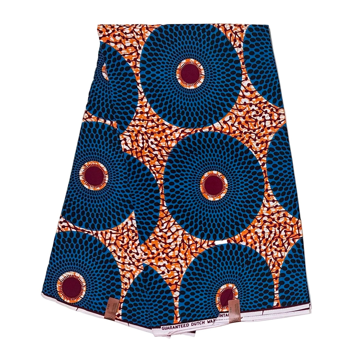 African Print Fabric/ Ankara - Blue, Orange, Brown 'Bullseye' Design, YARD or WHOLESALE