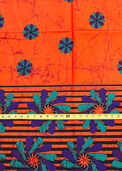 African Print Fabric/ Ankara - Orange, Purple, Teal, Black 'Amai Rejoice' Design