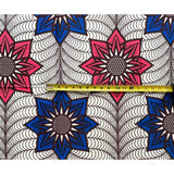 African Print Fabric/ Ankara - Cream, Blue, Pink 'Mambo Matters,’ YARD