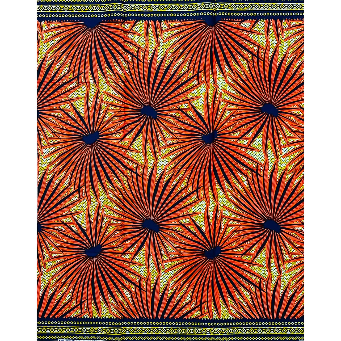 African Print Fabric/ Ankara - Orange, Brown 'Dry Season Garden,’ 1 YARD