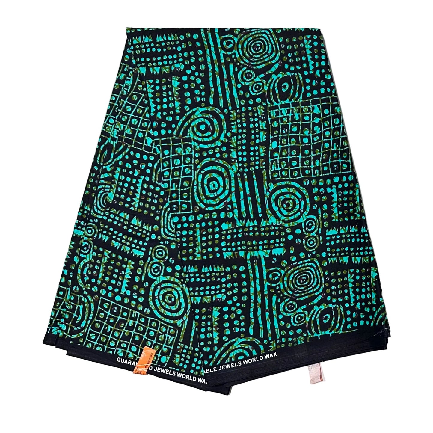 African Print Fabric/Ankara - Shades of Green, Black ‘Xai-Xai After Dark' Design, YARD or WHOLESALE