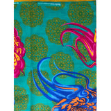 African Print Fabric/ Ankara - Teal, Olive Green, Blue, Pink 'Eyitope' Design, YARD or WHOLESALE