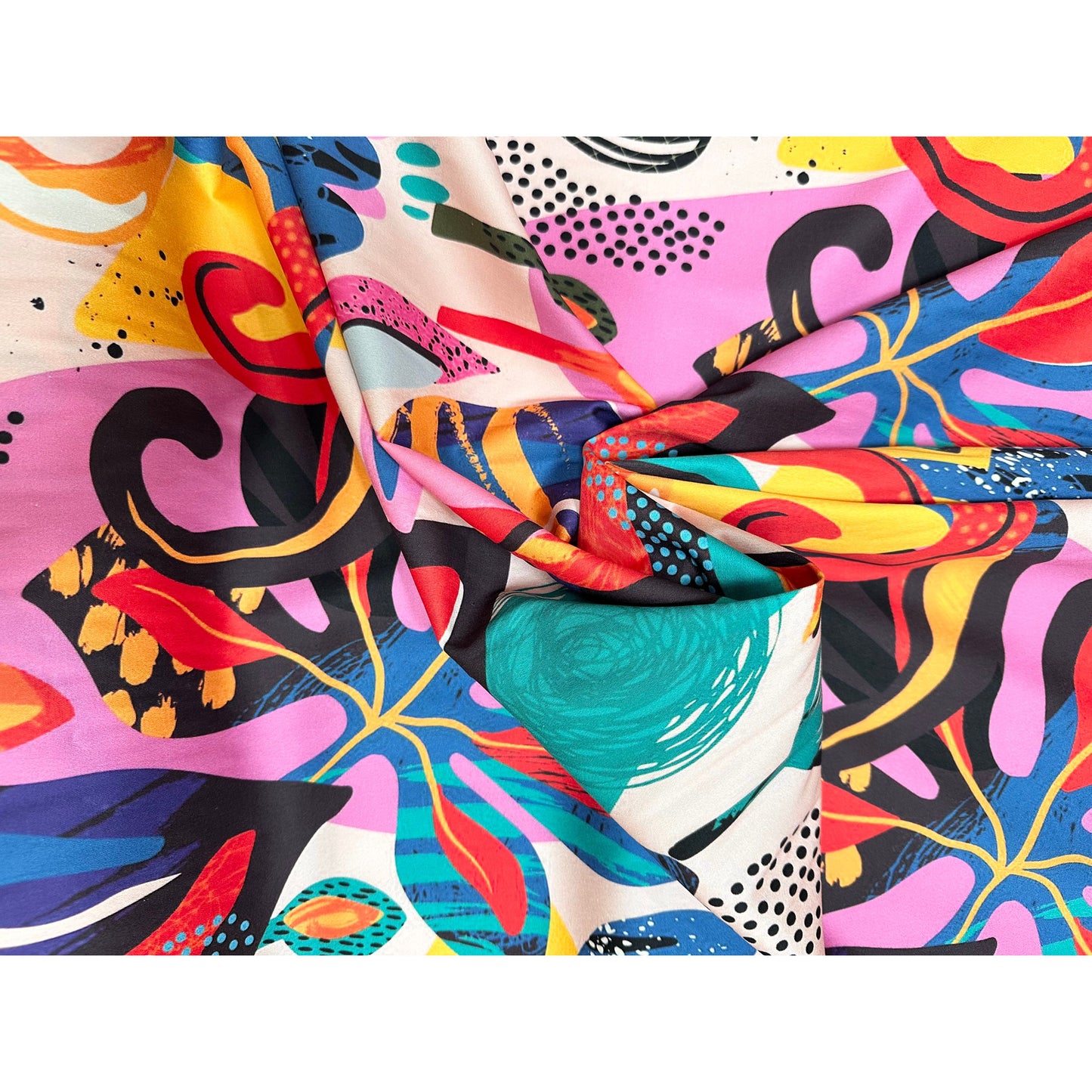 African Print, Stretch Cotton Satin Fabric- Teal, Pink, Orange, Purple, Blue, Red "Joy Has No Curfew", Per Yard