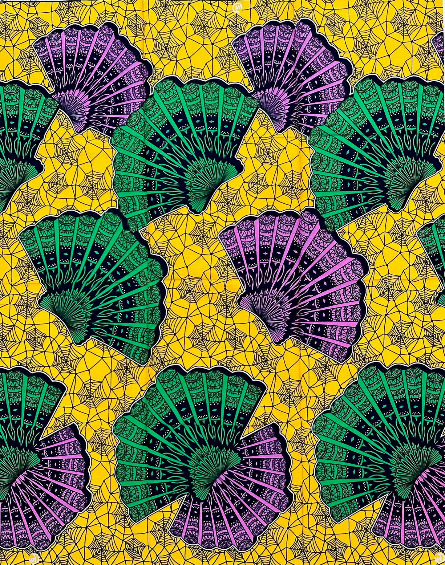 African Print Fabric/Ankara - Purple, Yellow, Green “The Last Griot" Design, 1 Yard