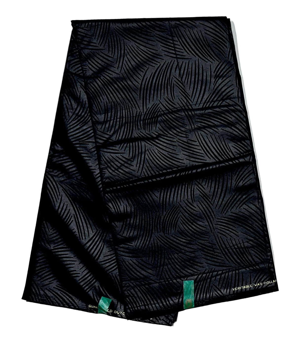 African Print Fabric/ Ankara - Solid Black, Embossed “Obsidian Leaves” Per Yard or Wholesale