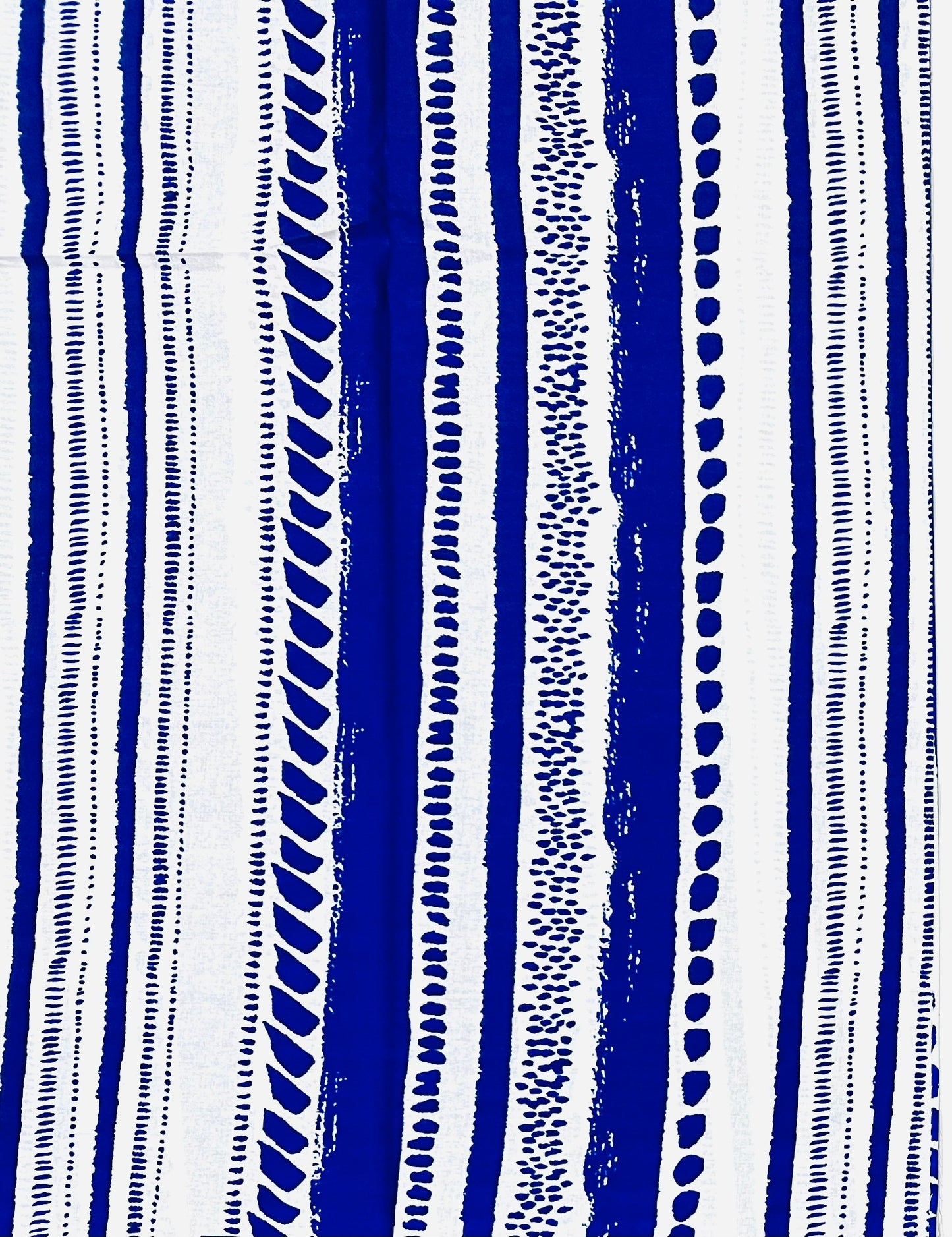 African Print Fabric/ Ankara - Blue, White 'Salt & Story', Yard or Wholesale
