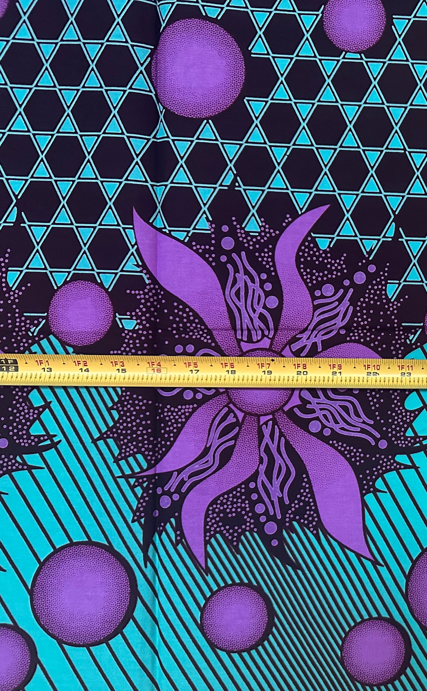 African Print Fabric/ Ankara - Purple, Turquoise, Brown 'Protect Your Peace,’ 1 YARD