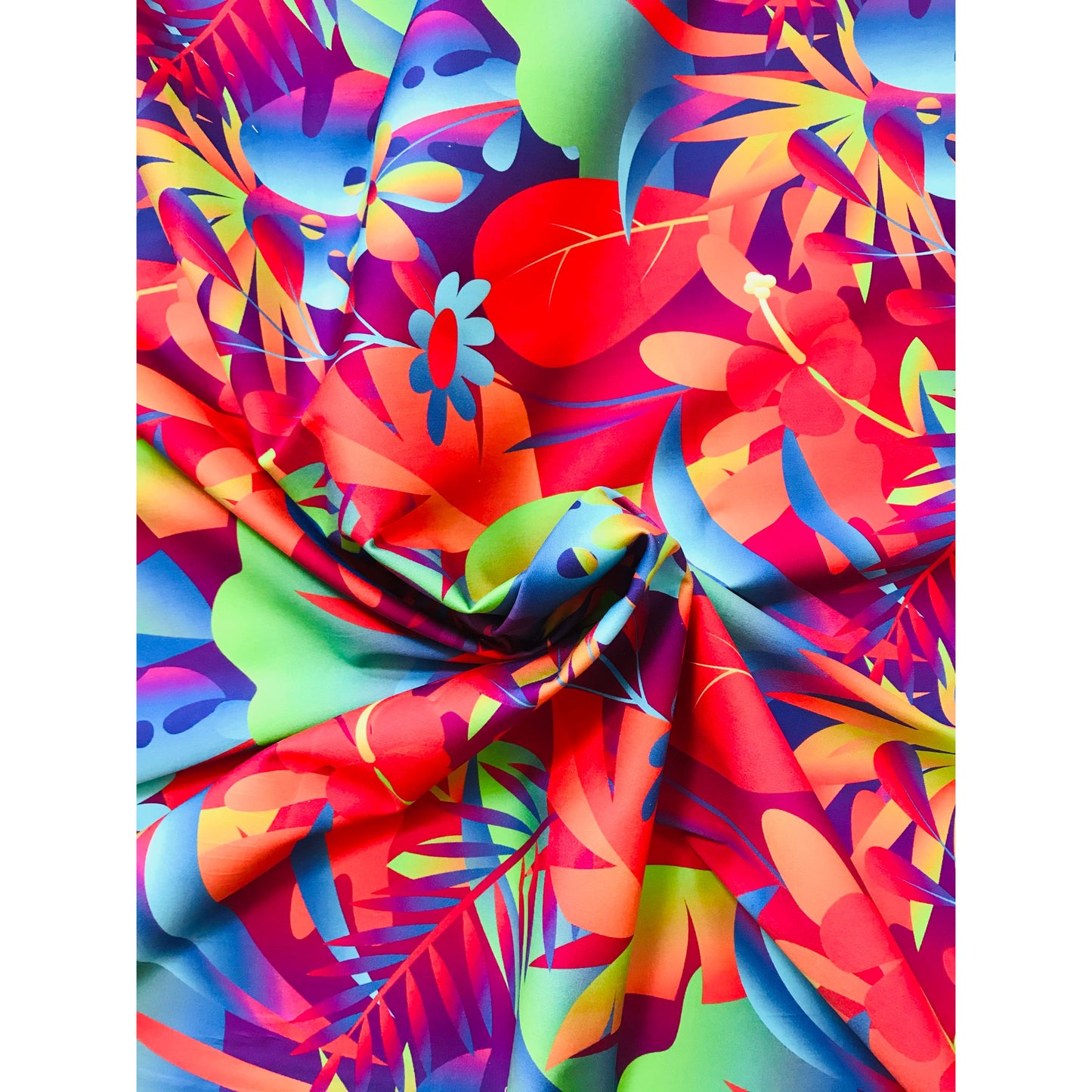 African Print, Stretch Cotton Satin Fabric- Red, Orange, Blue, Purple, Green "Moroccan Dawn" Per Yard