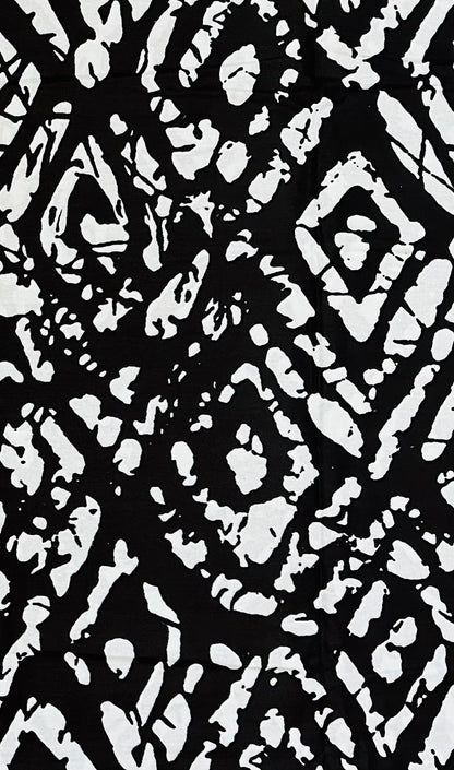 African Print Fabric/ Ankara - Black, White 'Levels To This' Design, YARD or WHOLESALE