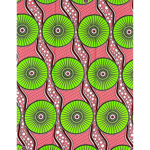 African Print Fabric/ Ankara - Pink, Green ‘Kora Melody' Pattern