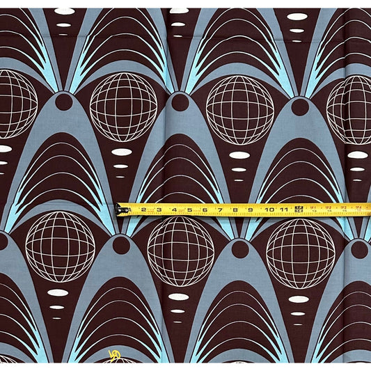 African Fabric/ Ankara - Brown, Blue, Gray 'Ilè Ayé’ Design, YARD or WHOLESALE