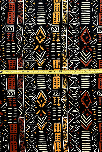 African Print Fabric/ Ankara - Black, Brown, Beige, Marigold "The Knowing", YARD or WHOLESALE