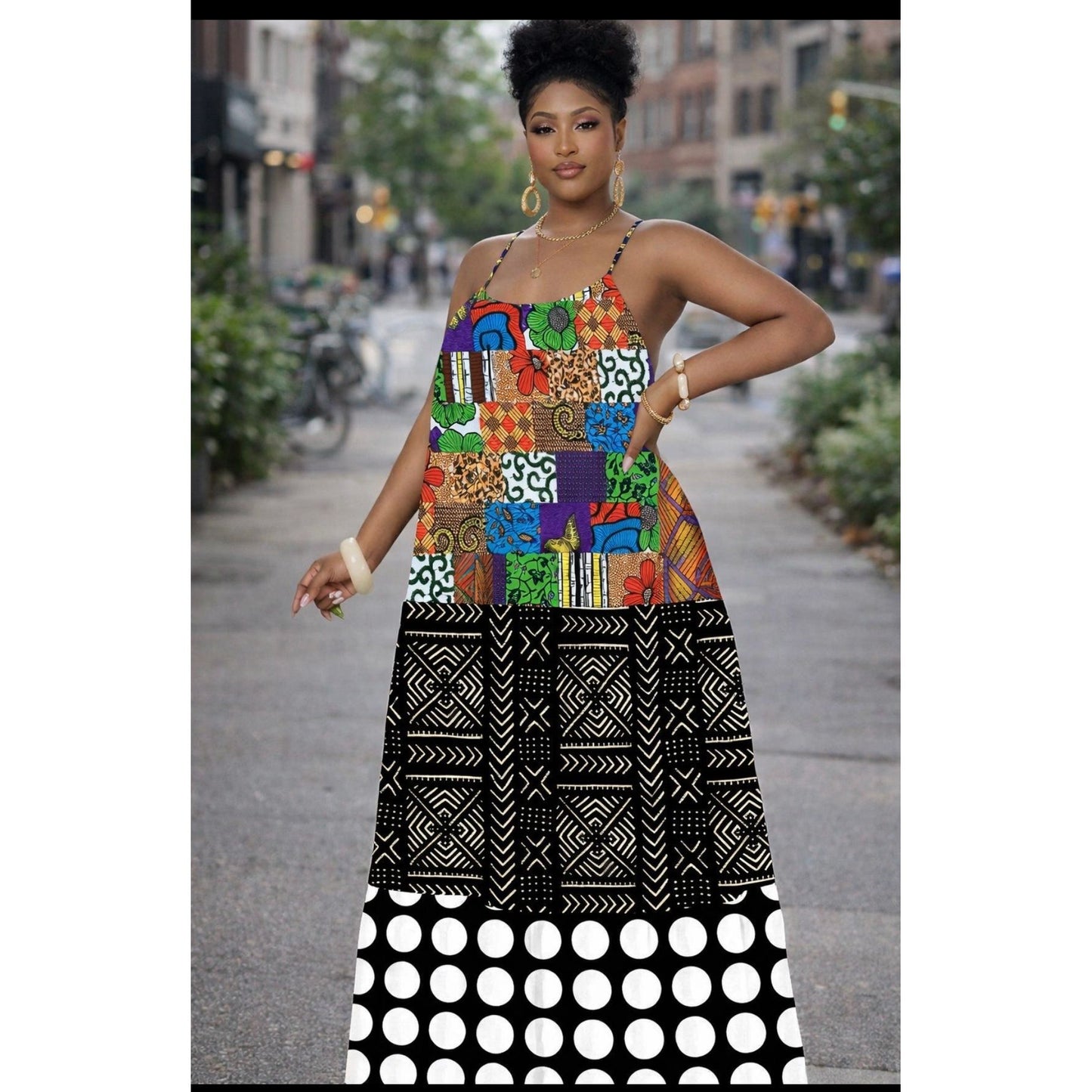 African Print Fabric/ Ankara - Black, White 'Polka Dot' Design, YARD or WHOLESALE