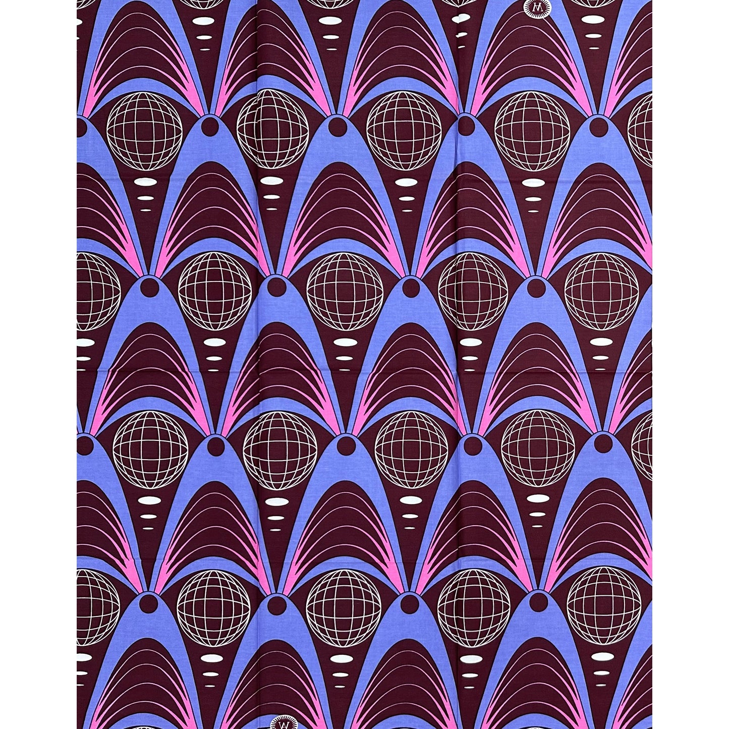 African Fabric/ Ankara - Brown, Pink, Periwinkle 'Ilè Ayé’ Design, YARD or WHOLESALE