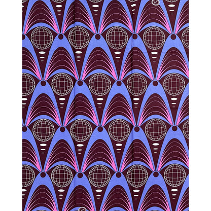 African Fabric/ Ankara - Brown, Pink, Periwinkle 'Ilè Ayé’ Design, YARD or WHOLESALE