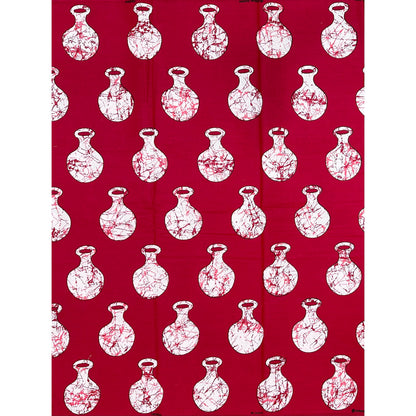 African Print Fabric/ Ankara - Dark Red, White 'Calabash Story ' Design, YARD or WHOLESALE