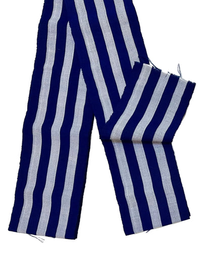 Aso-Oke Fabric / Yoruba Hand-Woven Textile – Navy, Light Gray ‘Femi’, Per Yard