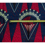 African Print Fabric/ Ankara - Blue, Dark Red, Cream “Taste of Independence”, YARD or WHOLESALE