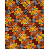 African Print Fabric/ Ankara - Orange, Yellow, Brown ‘Honey & Clove' Design, YARD or WHOLESALE