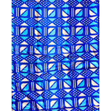 African Print, Satin Fabric- Blue, White, Beige "Nonye", Per Yard