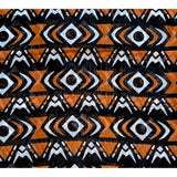 African Print, Chiffon Fabric - Black, Brown, White "Yaro", ~2 Yards