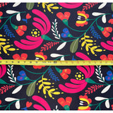 African Print, Stretch Cotton Satin Fabric- Black, Green, Pink, Orange, Blue "Adamou", Per Yard