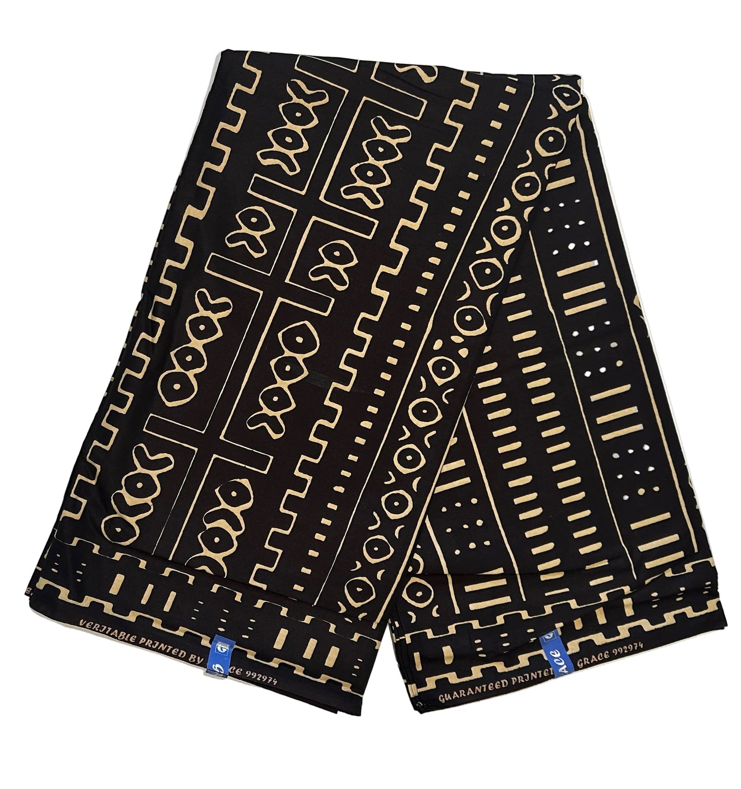 African Print Fabric/ Ankara - Black, Beige 'Built Before Us' Design, YARD or WHOLESALE