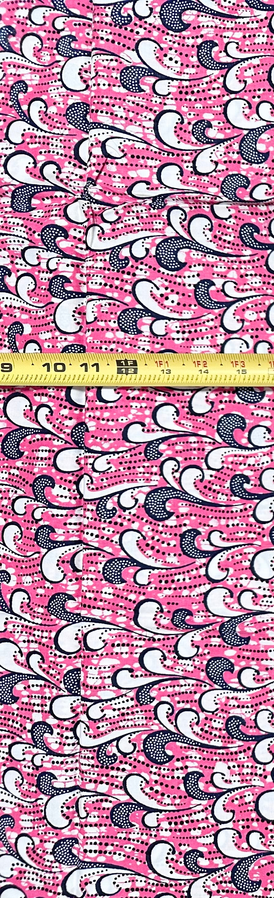 African Print Fabric/ Ankara - Pink, Navy 'Wind Beneath My Wings', 1 Yard
